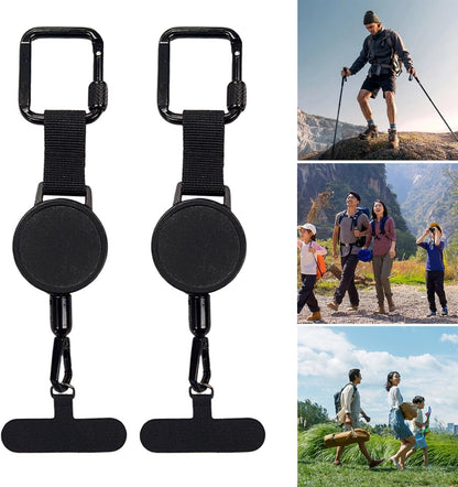Anti-Theft Phone Tether with Belt Clip Retractable Steel Line Universal Locking Carabiner Prevent Drops Phone Leash for Travel