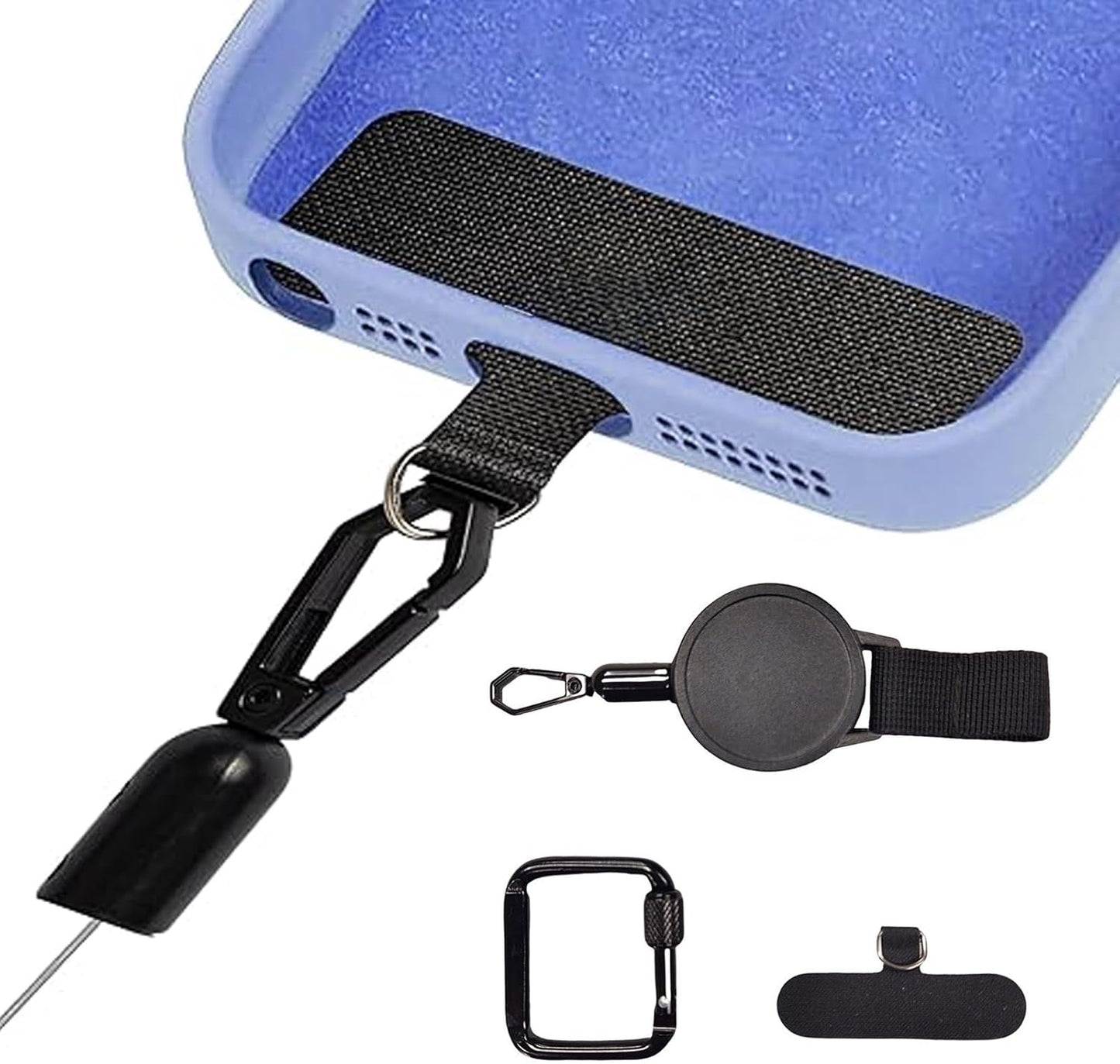 Anti-Theft Phone Tether with Belt Clip Retractable Steel Line Universal Locking Carabiner Prevent Drops Phone Leash for Travel
