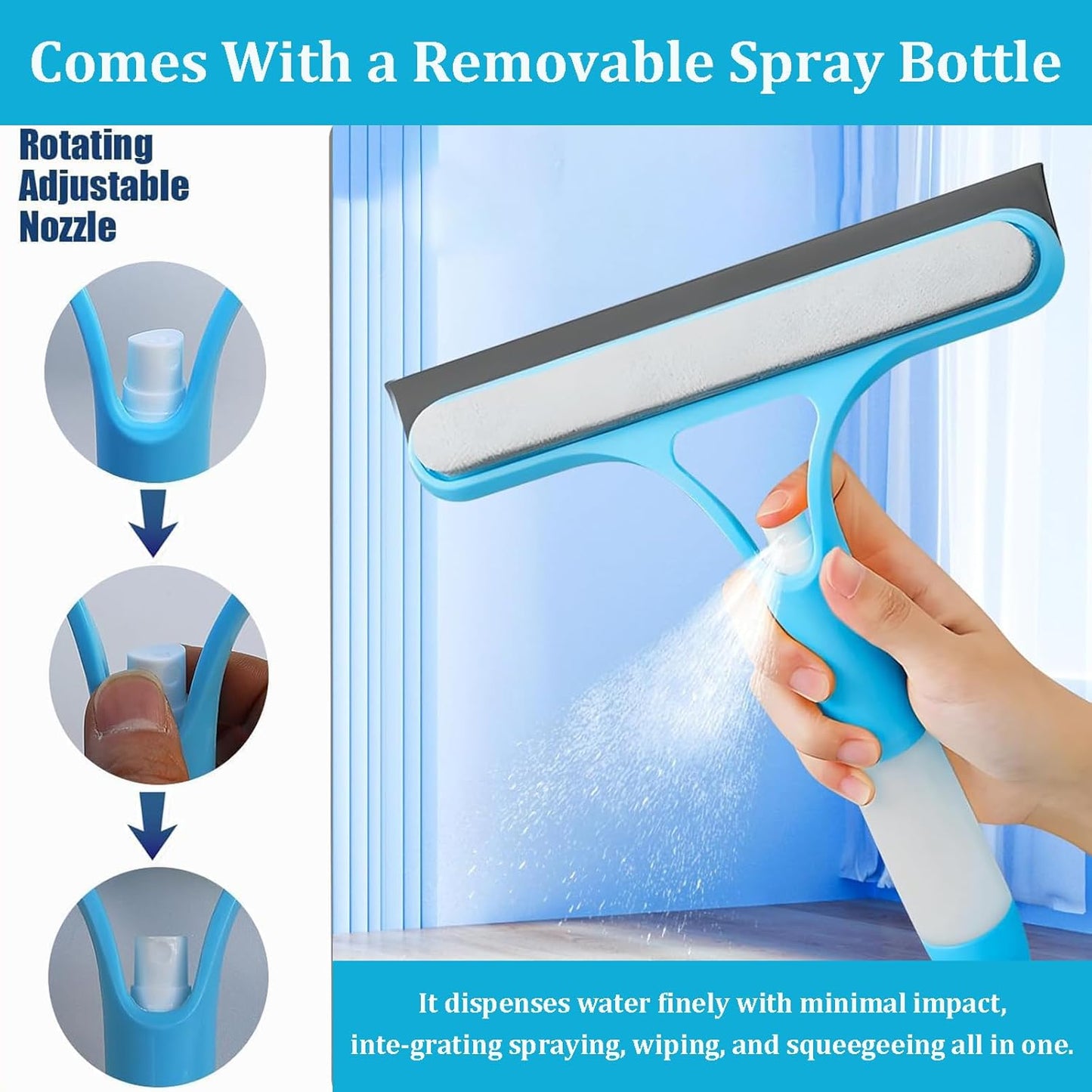 Car Glass Cleaning Wiper 3 In 1 Car Door Window Windshield Cleaner Squeegee with Spray Bottle for Car Home Washing Tool